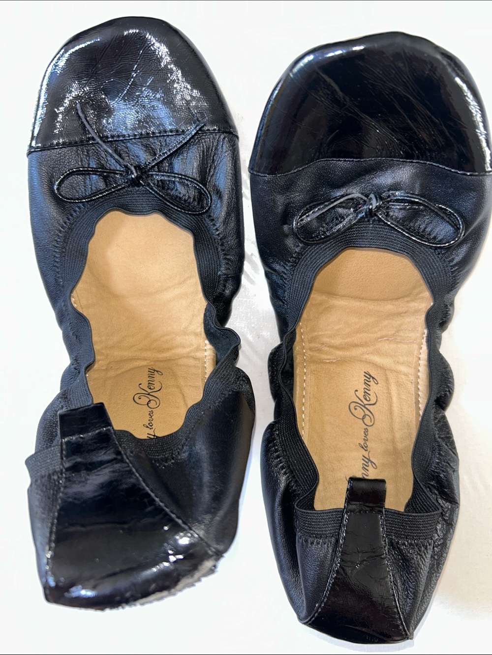 Penny Loves Kenny Cha Cha Black Ballet Flats in Pink Branded Box